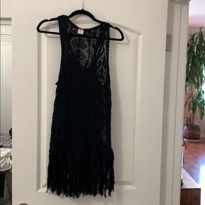 Black knit swim suit cover up